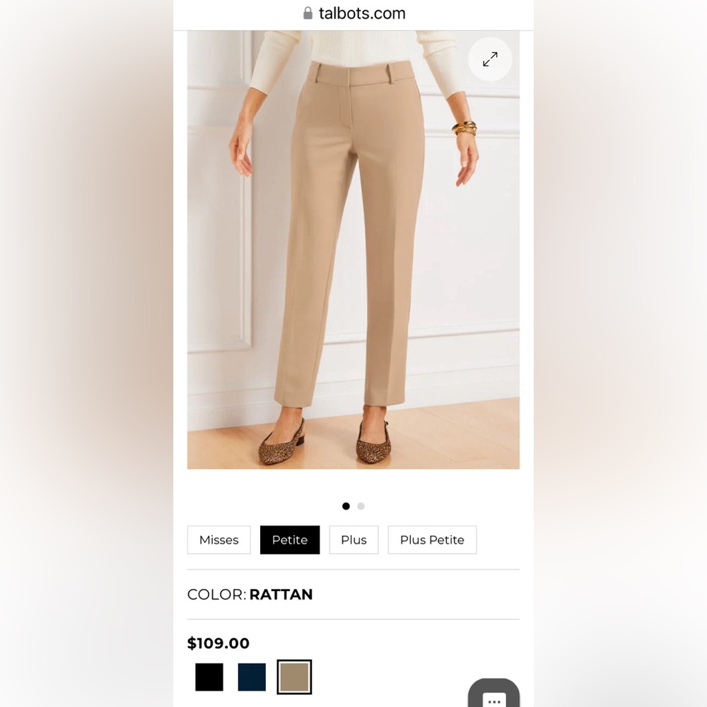 Talbots Hampshire Straight Ankle Pants-Petite Curvy Fit  Size 12P